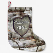 素朴樺の木バークウッド彫刻ハート《植物》アスペンツリー スモールクリスマスストッキング (正面)