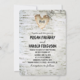 素朴樺の木バークハート結婚ズ 招待状