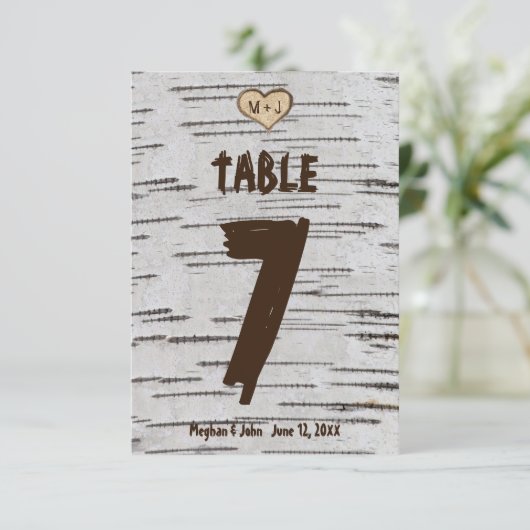 素朴樺の木木ハートイニシャルラス結婚ト エンクロージャーカード (スタンド正面)