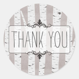 素朴樺の木木&枝ありがとう ラウンドシール