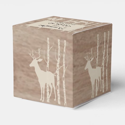 素朴樺の木樹鹿結婚式の引き出物箱 フェイバーボックス (裏面サイド)