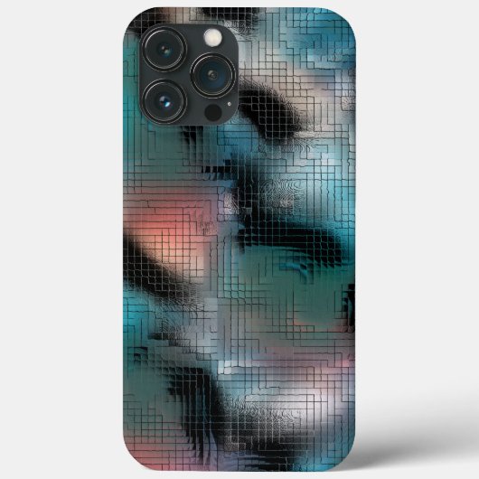 素朴正方形モザイク効果の濃いシアンの汚れ Case-Mate iPhoneケース (裏面)