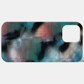 素朴正方形モザイク効果の濃いシアンの汚れ Case-Mate iPhoneケース (裏面 (横))