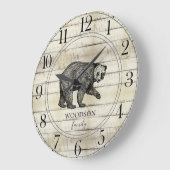 素朴歩くベアーウッドフォレストファミリー名 ラージ壁時計 (傾斜)