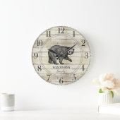 素朴歩くベアーウッドフォレストファミリー名 ラージ壁時計 (ホーム)