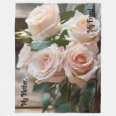 「素朴母よ、友よ」ピンクのバラ フリースブランケット (正面)