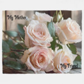 「素朴母よ、友よ」ピンクのバラ フリースブランケット (正面(横))