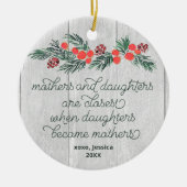 素朴母子妊娠パーソナライズされた セラミックオーナメント (正面)