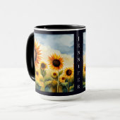 素朴水お洒落色ひまわりモノグラム マグカップ (正面左)