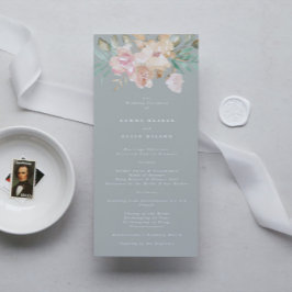 素朴水の色の花模様Sage Green結婚 プログラム