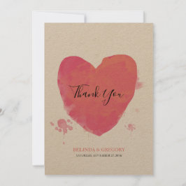 素朴水カラーハート結婚 サンキューカード