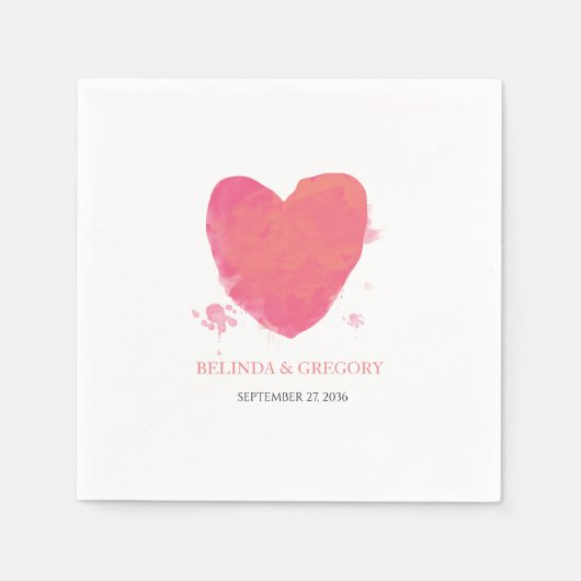 素朴水カラーハート結婚 スタンダードカクテルナプキン (正面)