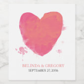 素朴水カラーハート結婚 ワインラベル (シングルラベル)