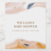 素朴水モダン色抽象芸術赤ちゃんシャワー ワインラベル (シングルラベル)