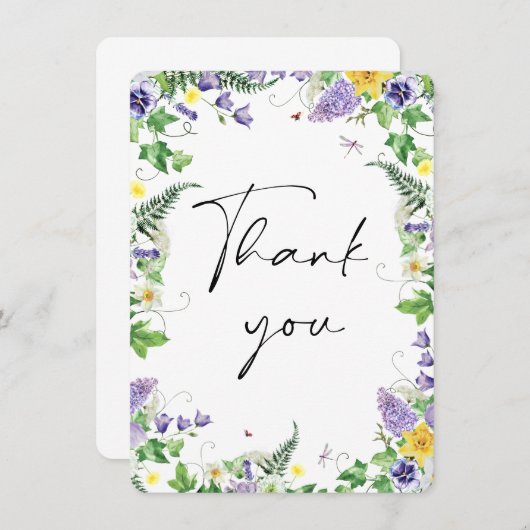 素朴水仙と野の花サンキューカード サンキューカード (正面/裏面)