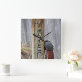 素朴水弁 スクエア壁時計 (ホーム)