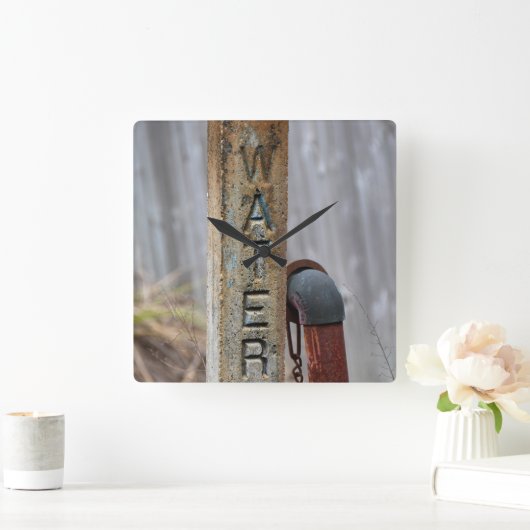 素朴水弁 スクエア壁時計 (ホーム)