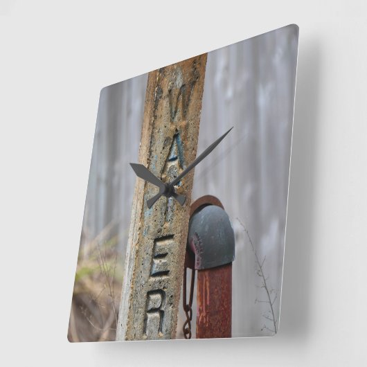 素朴水弁 スクエア壁時計 (傾斜)