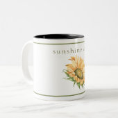 素朴水彩ひまわりタイポグラフィ ツートーンマグカップ (正面左)