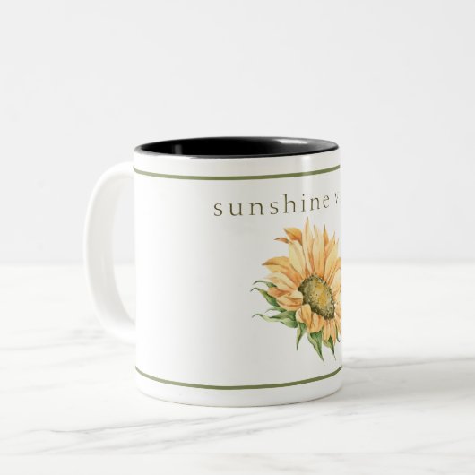 素朴水彩ひまわりタイポグラフィ ツートーンマグカップ (正面左)