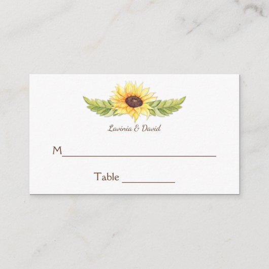 素朴水彩ひまわり座席表 プレイスカード (正面)