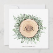 素朴水彩フローラウッドズモノグラムの結婚ズ 招待状 (裏面)