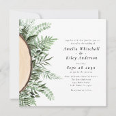 素朴水彩フローラウッドズモノグラムの結婚ズ 招待状 (正面)