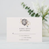 素朴水彩モノグラムクレストRSVP 出欠カード (スタンド正面)