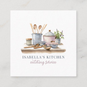 素朴水彩台所用品ケータリング スクエア名刺