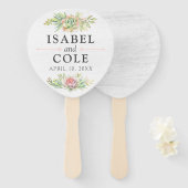 素朴水彩多肉株の名結婚前&日付 ハンドファン (正面&裏面)