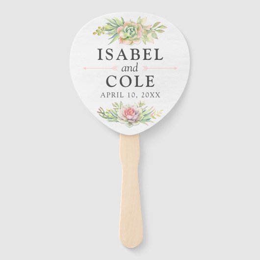 素朴水彩多肉株の名結婚前&日付 ハンドファン (正面)