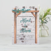 素朴水彩木枠結婚の 招待状 (スタンド正面)