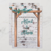 素朴水彩木枠結婚の 招待状 (正面/裏面)