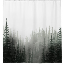 素朴水彩松林 シャワーカーテン
