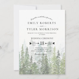 素朴水彩松結婚林 招待状