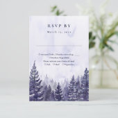素朴水彩紫松林結婚林 出欠カード (スタンド正面)