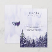 素朴水彩紫松林結婚林 出欠カード (正面/裏面)