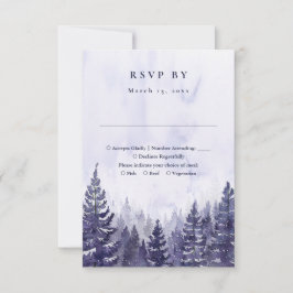 素朴水彩紫松林結婚林 出欠カード