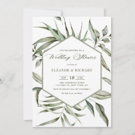 素朴水彩緑化枠ウェディングシャワー 招待状