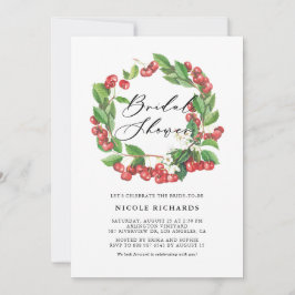 素朴水彩赤さくらんぼリースブライダルシャワー 招待状