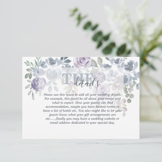 素朴水彩青フローラ結婚詳細 エンクロージャーカード (スタンド正面)