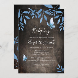 素朴水彩青蝶フローラバビシャワー 招待状