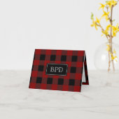 素朴水牛の格子状のモノグラムのイニシャル カード (黄色い花)