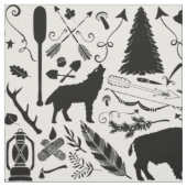 素朴水牛の鹿の矢ウルフとクマのパターン ファブリック (見本)
