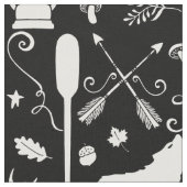 素朴水牛の鹿の矢印ウルフウッドランドパターン ファブリック (クローズアップ)