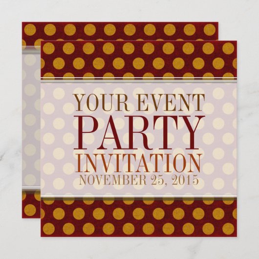 素朴水玉模様カスタムパーティの招待状 招待状 (正面/裏面)