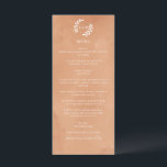 素朴水結婚色 メニュー<br><div class="desc">白いスタイリッシュ文字のモモやクレイの水彩の背景を使ったメニューだ。2つの手で描かれた枝の中にカップルのイニシャルのための宇宙がある。メニューとしては秋の結婚式。</div>