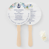 素朴水色ビーチ航海のフローラ結婚の ハンドファン (正面&裏面)