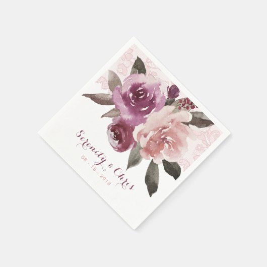 素朴水色フローラヴィンテージ結婚レース スタンダードカクテルナプキン (角)