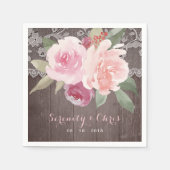 素朴水色フローラヴィンテージ結婚レース スタンダードカクテルナプキン (正面)